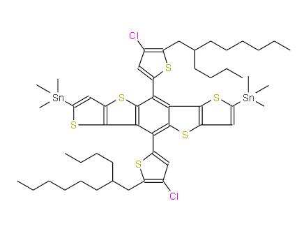 2,7-双(三甲基锡)-5,10-双[4-氯-5-(2-丁基辛基)-2-噻吩基]二噻吩并[2,3-D:2',3'-D']苯并[1,2-B:4,5-B']二噻吩 | 2487415-02-9 