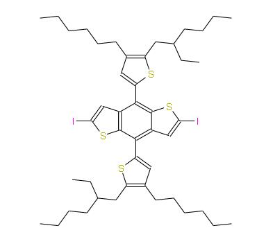4,8-双(5-(2-乙基己基)-4- 己基噻吩 -2-基)-2,6-二碘苯并[1,2-B:4,5-B']二噻吩 | 1642807-86-0 